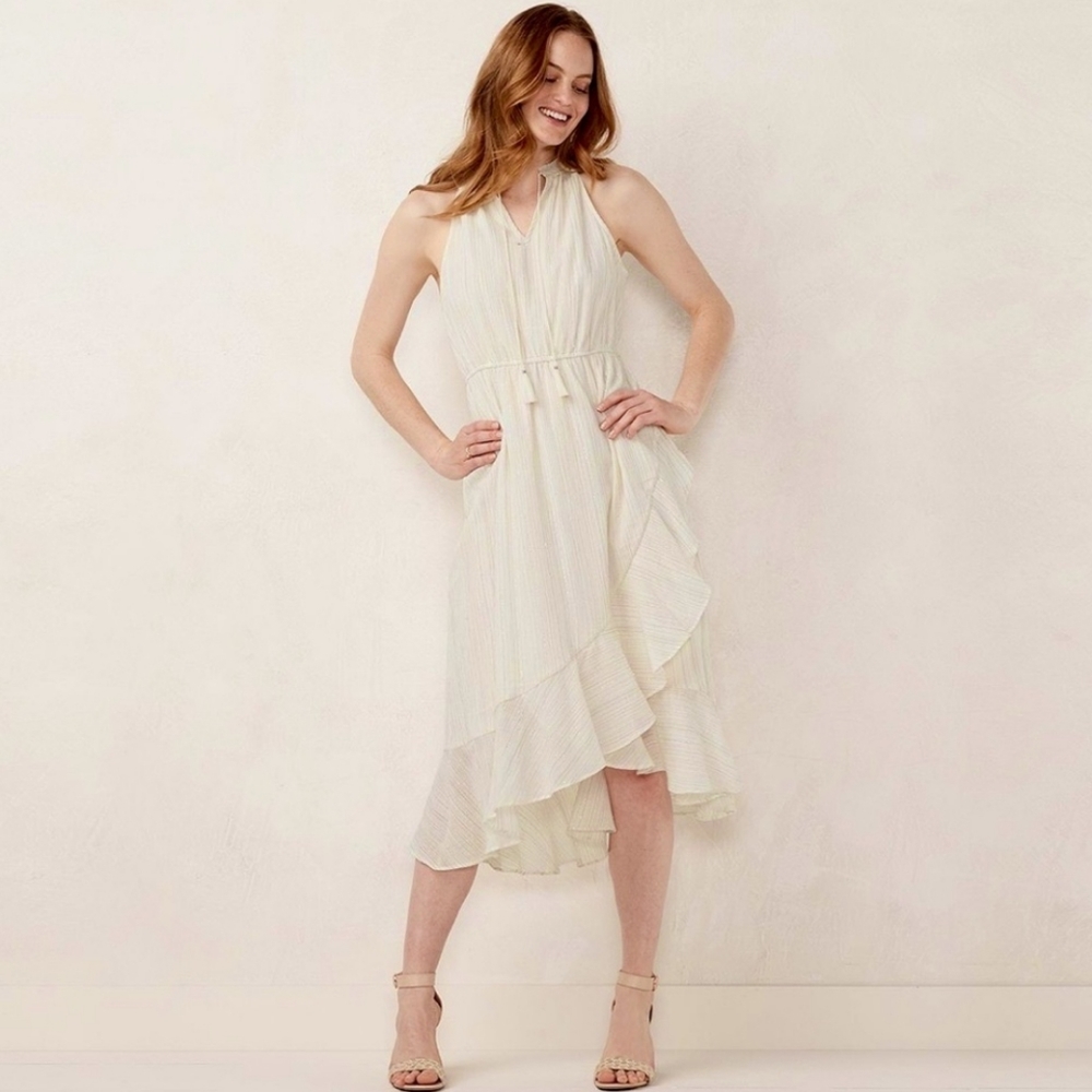 LC Lauren Conrad Ruffle Halter Ruffle Wrap Dress